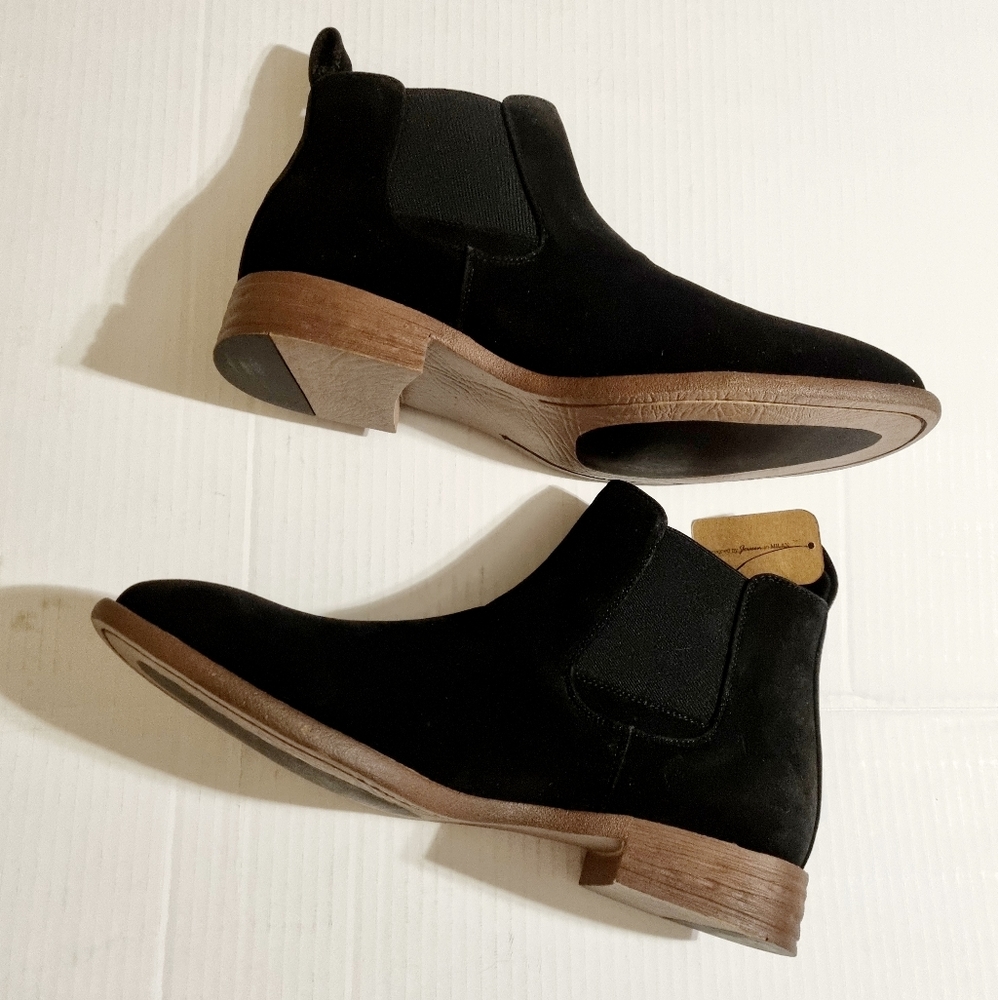 NWT JOUSEN MILAN Men's Chukka Shoes Ankle Boots Black Suede Stretch Panels Sz 11